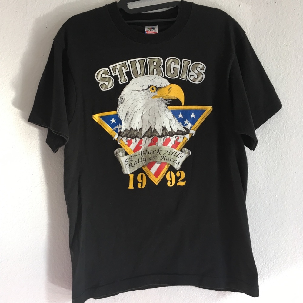 Vintage 90s Sturgis motorcycle bald eagle tee